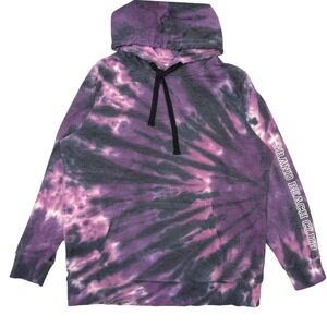 Grand Beach Club Hoodie Vintage 90's Tie Dye White Sleeve Graphic Purple Grey L